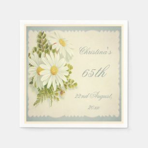 Chic Vintage Daisies 65th Birthday Serviettes Napkin