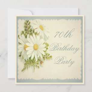 Chic Vintage Daisies 70th Birthday Invitation