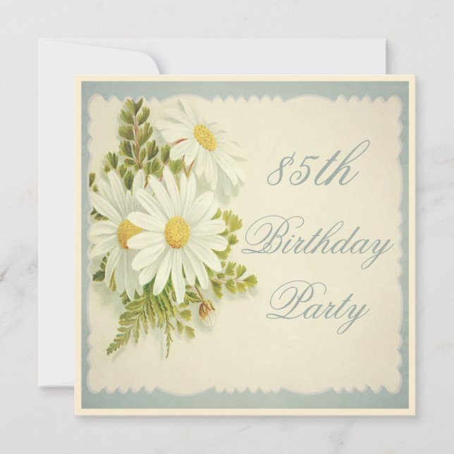 Chic Vintage Daisies 85th Birthday Invitation (Front)