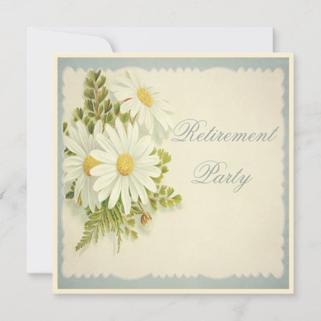 Chic Vintage Daisies Retirement Party Invitation (Front)