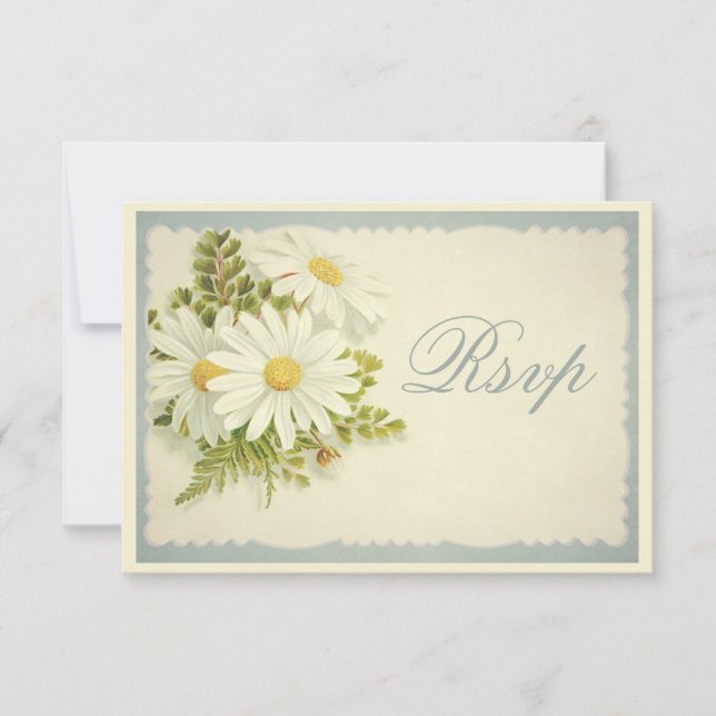 Chic Vintage Daisies RSVP Card (Front)