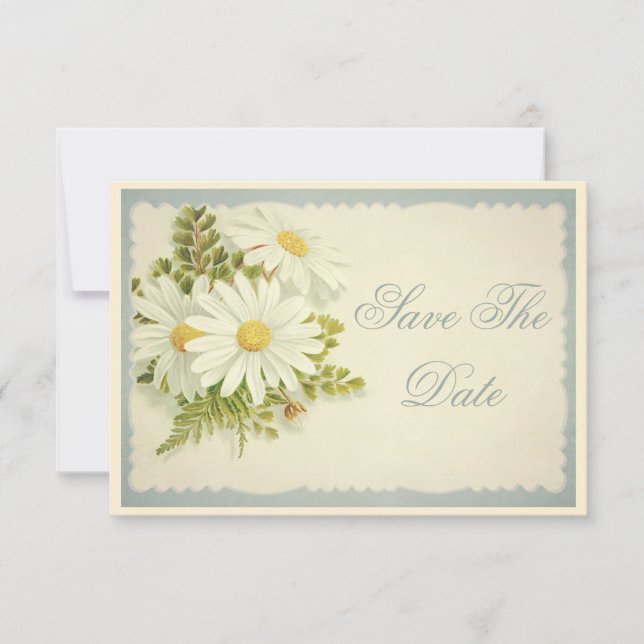 Chic Vintage Daisies Save The Date 75th (Front)