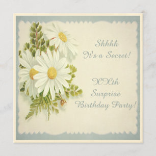Chic Vintage Daisies Surprise Party Invitation