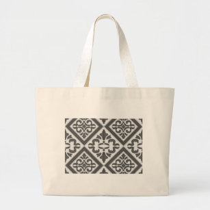 Chic Vintage design in pretty charcoal pattern Large Tote Bag