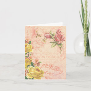 Chic Vintage Floral Blank Note Card