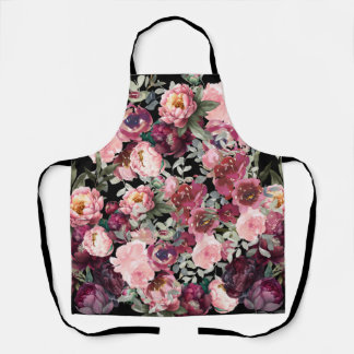 Chic Vintage Floral Print Elegant Peony Apron