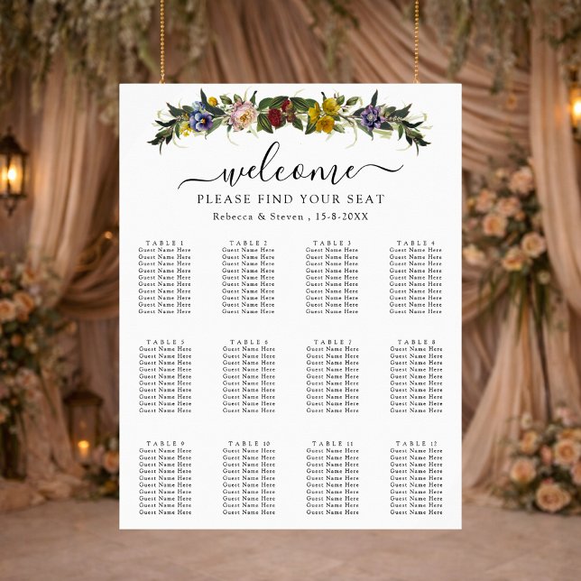 Chic Vintage Floral wedding seating Poster (Creator Uploaded)