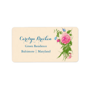 Chic Vintage Flowers Roses Butterfly Label
