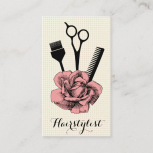 chic vintage hairstylist hair stylist pink mod business card