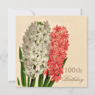 Chic Vintage Hyacinths 100th Birthday Invitation