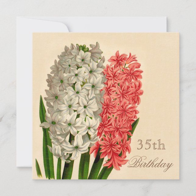Chic Vintage Hyacinths 35th Birthday Invitation (Front)