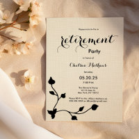 Chic vintage ivory black floral Retirement Party