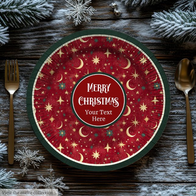 Chic vintage paper plates in deep cranberry red (Chic vintage paper plates in deep cranberry red)