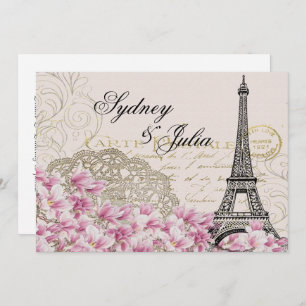 Chic, Vintage, Paris,  Wedding Invitation