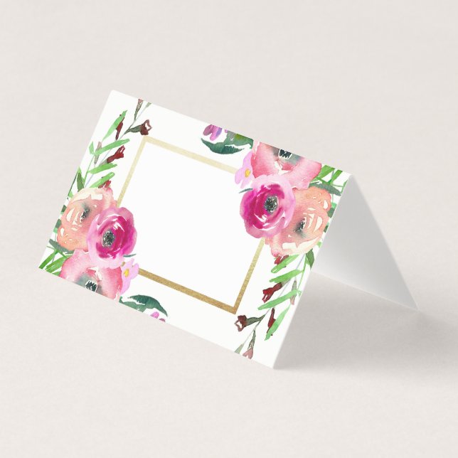 Chic Vintage Pink Floral Gold White Wedding (Front)