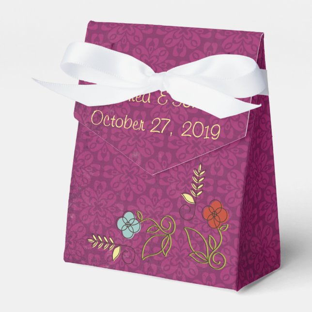 Chic Vintage Purple Favour Boxes (Front Side)