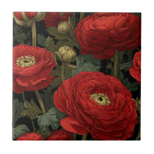 Chic Vintage Ranunculus  Tiles  For Artful Floors