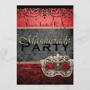 Chic Vintage Red Masquerade Invitations