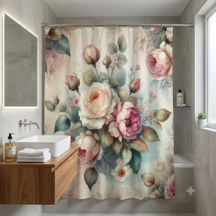Chic Vintage Rose Shower Curtain