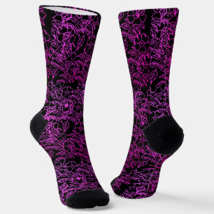 chic Vintage Summer Style Pink FLoral pattern Socks