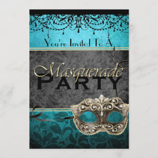 Chic Vintage Teal Masquerade Invitations