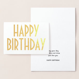 Chic Vintage Typography Minimalist Happy Birthday Foil Card