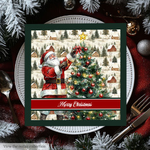 Chic Vintage Watercolor Santa Claus Napkins