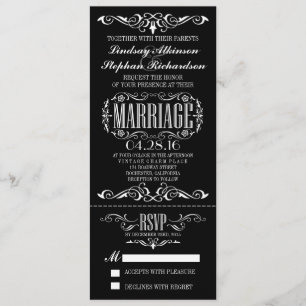 Chic Vintage Wedding Ticket Invitation