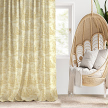 chic vintage yellow toile de jouy printed