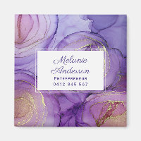 Chic Violet Gold Roses Business Card