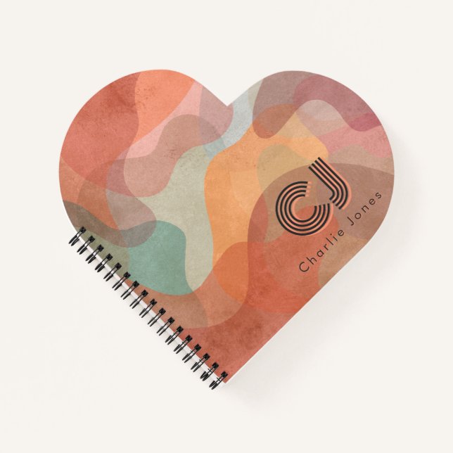 Chic Warm Terracotta Custom Monogram Personalised  Notebook (Front)