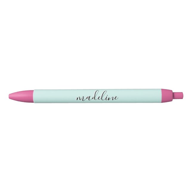 Chic Water Blue Calligraphy name  Black Ink Pen (Front)