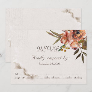 Chic Watercolor Autumn Flowers RSVP Invitation