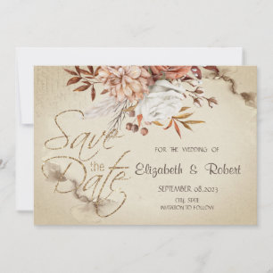 Chic Watercolor Autumn Flowers Save The Date