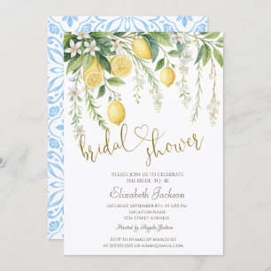 Chic Watercolor Blooming Lemons Bridal Shower  Invitation