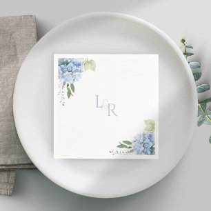 Chic Watercolor Blue & White Hydrangea Wedding  Napkin