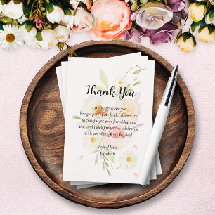 Chic Watercolor Blush Floral Bridal Shower Thank You Card