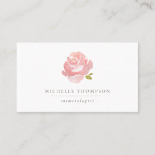 Chic Watercolor Blush Pink Rose Business Card