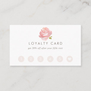 Chic Watercolor Blush Pink Rose Loyalty Card