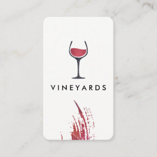 Chic Watercolor Brush Stroke and Rustic Wine Glass Business Card