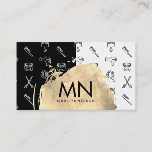 Chic Watercolor Brushed Stylist Tools Pattern Business Card