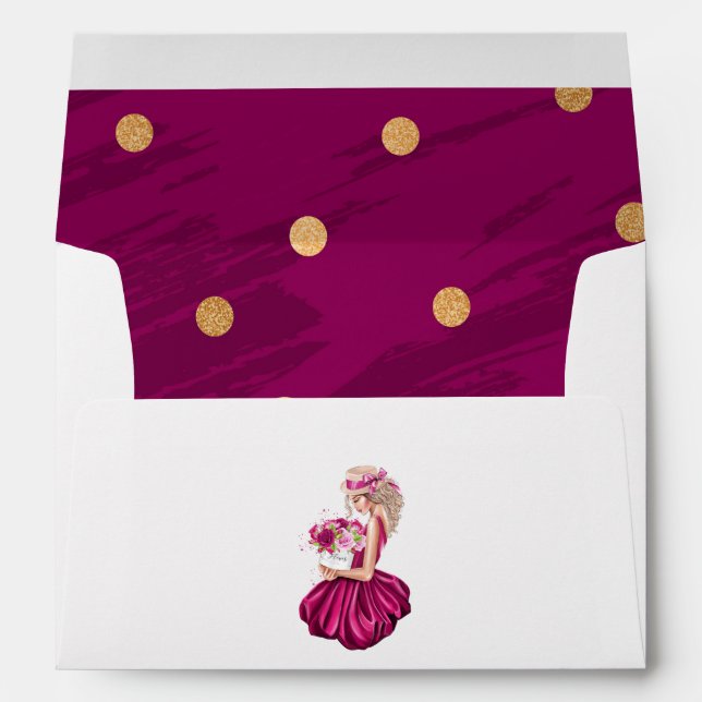 Chic Watercolor Burgundy and Pink Roses Fashion Envelope (Back (Bottom))