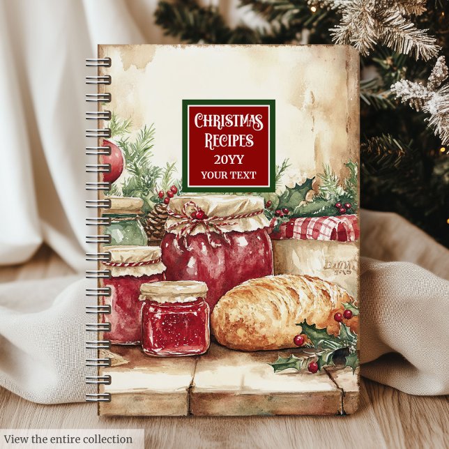 Chic Watercolor Christmas Recipe Notebook Design (Chic Watercolor Christmas Recipe Notebook Design)