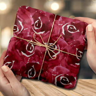 Chic Watercolor Claret Flowers Tissue Paper