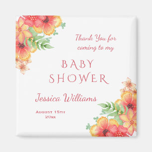 Chic Watercolor Corner Flowers Baby Shower Magnet