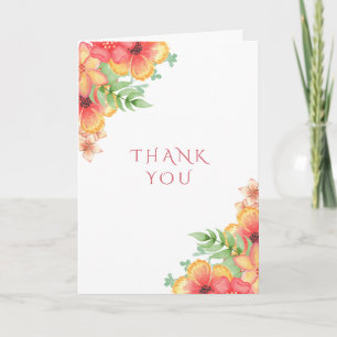 Chic Watercolor Corner Flowers Thank You Card