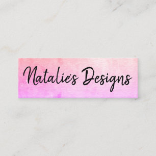 Chic Watercolor Cursive Handwritten Mini Business Card