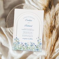 Chic watercolor dusty blue wild flowers boho arch
