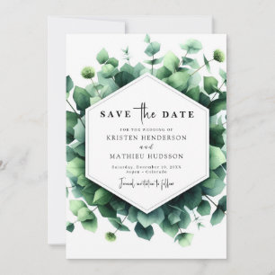 Chic Watercolor Eucalyptus Digital Wedding Save The Date