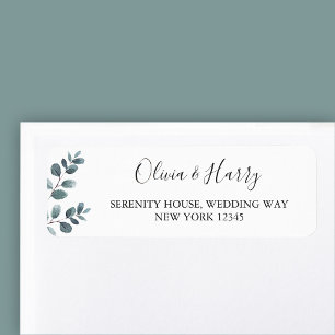 Chic Watercolor Eucalyptus Return Address Labels